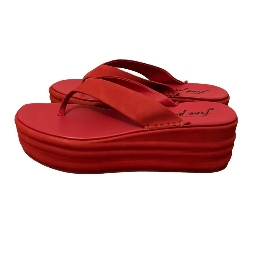 Free People Haven Thong Platform Sandal Flame Red Women's Sz EU 40 US 10 NEW